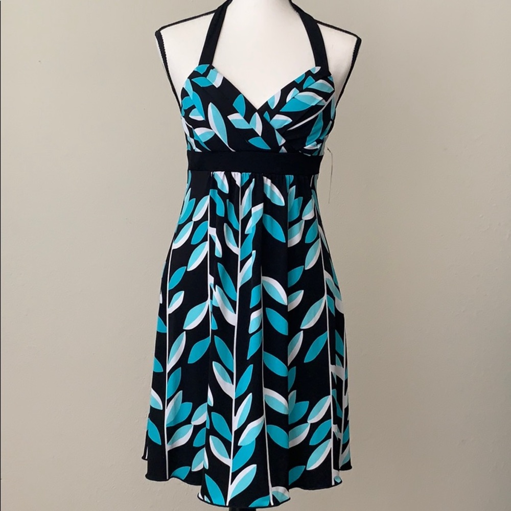 Blue, Black, & White Halter Top Dress